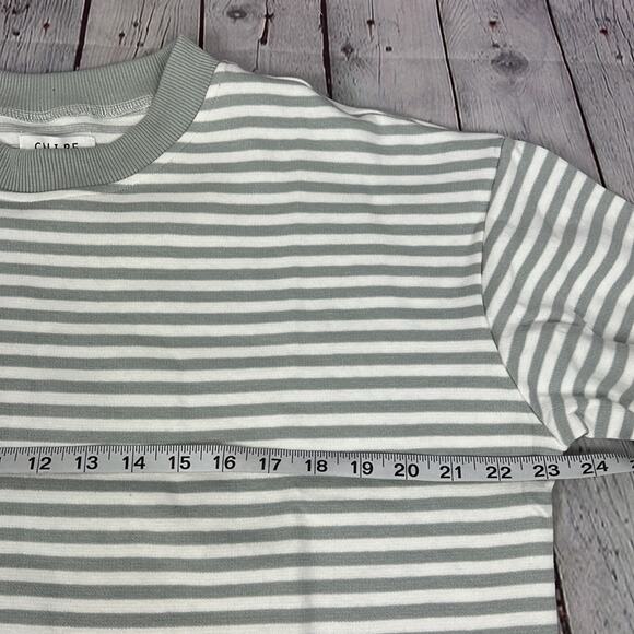 Anthropologie Sweatshirt Grey Stripe Built in Blouse SZ L Layering Basic Cali Be - Picture 4 of 8